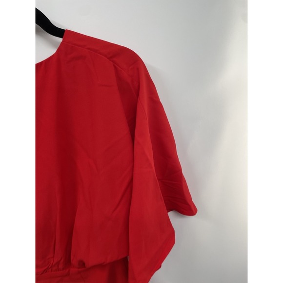 Vici Porticia Mini Dress Women's Medium Red V-Neck Draped Front Kimono Sleeve - Picture 4 of 12